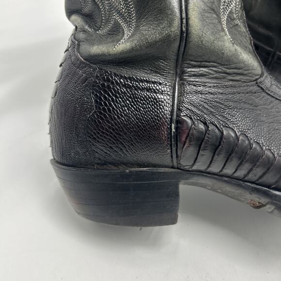 Vintage NOCONA Men\'s Black EXOTIC Leather Cowboy Western Boots 8.5D MADE IN USA main image 11